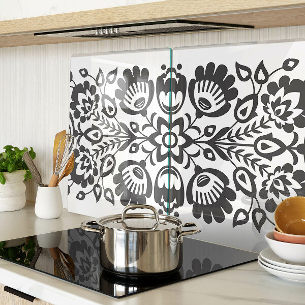 Schneidebrett Glas mit Blumenmotiv im Volkststil