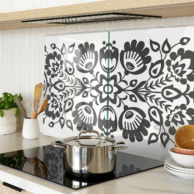 Schneidebrett Glas mit Blumenmotiv im Volkststil