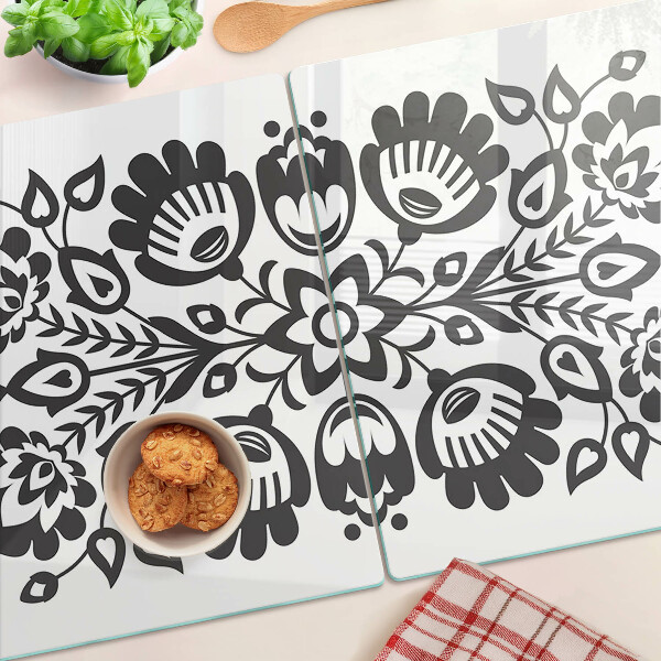 Schneidebrett glas Blumenmotiv im Volksstil