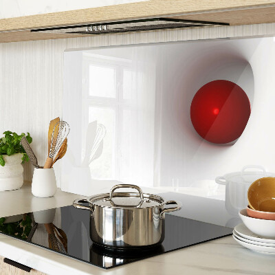 Glas-Schneidebrett mit rotem Kreis auf transparentem Hintergrund