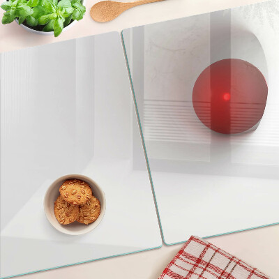 Glas-Schneidebrett mit rotem Kreis auf transparentem Hintergrund