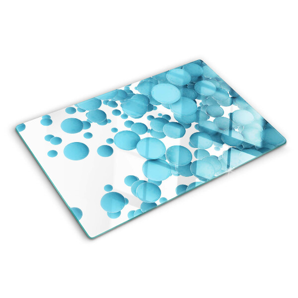 Schneidebrett Glas mit blasenförmigem Muster in Blautönen