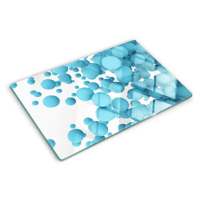 Schneidebrett Glas mit blasenförmigem Muster in Blautönen