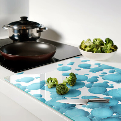 Schneidebrett Glas mit blasenförmigem Muster in Blautönen