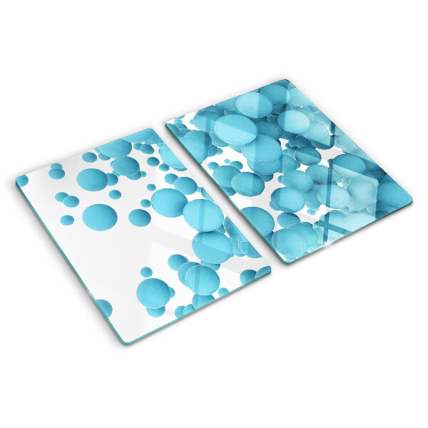Schneidebrett Glas mit blasenförmigem Muster in Blautönen