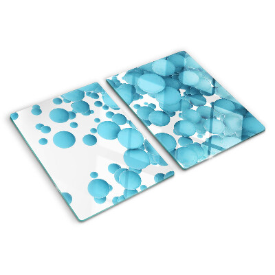 Schneidebrett Glas mit blasenförmigem Muster in Blautönen