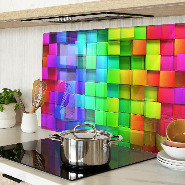 Glas schneidebrett Regenbogenquadrate in einem Mosaik