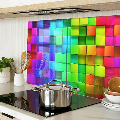 Glas schneidebrett Regenbogenquadrate in einem Mosaik