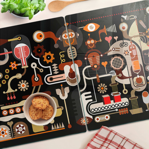 Schneidebrett mit abstraktem Muster und Pflanzenmotiven