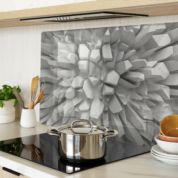 Schneidebrett Glas mit kristallinen Strukturen in Grautönen