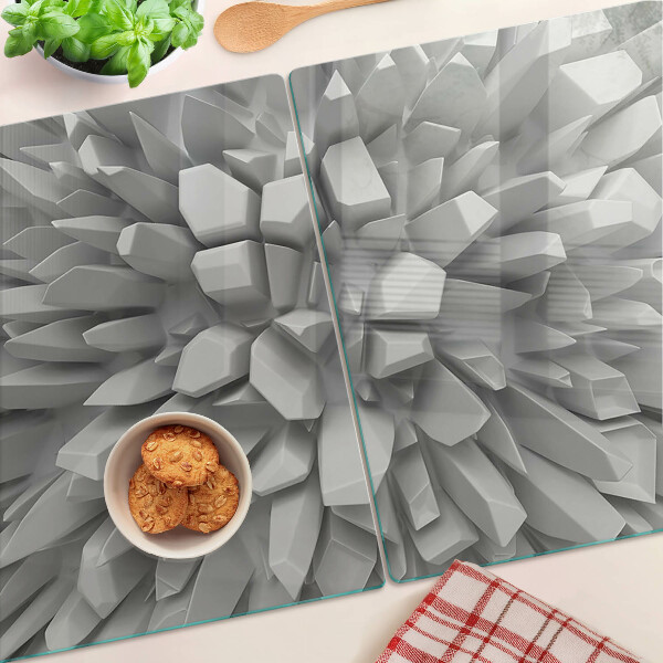 Schneidebrett Glas mit kristallinen Strukturen in Grautönen