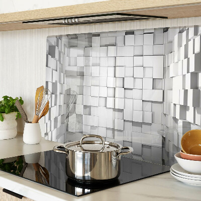 Schneidebrett Glas mit grau-weißem Mosaikmuster