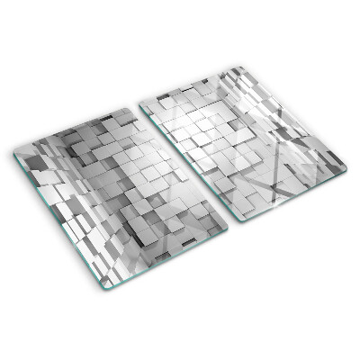 Schneidebrett Glas mit grau-weißem Mosaikmuster