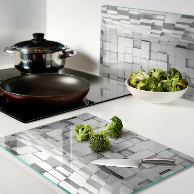Schneidebrett Glas mit grau-weißem Mosaikmuster