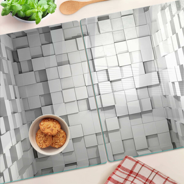 Schneidebrett Glas mit grau-weißem Mosaikmuster