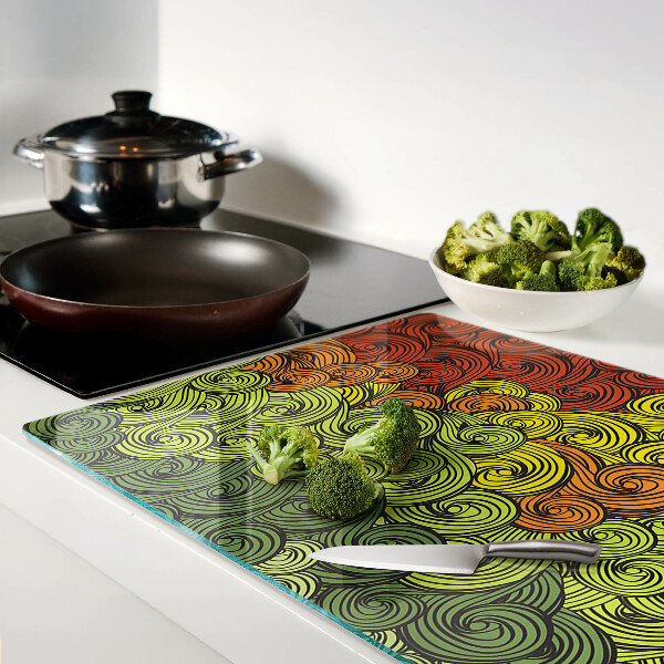 Glas-Schneidebrett mit Farbwirbel-Design
