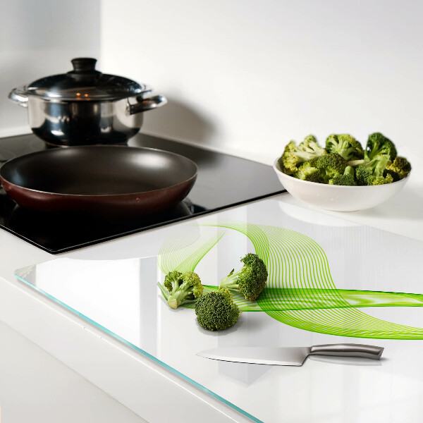 Schneidebrett Glas mit Wellenmuster in Grüntönen