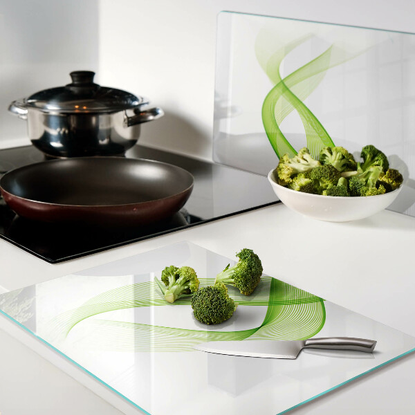 Schneidebrett Glas mit Wellenmuster in Grüntönen