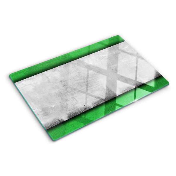 Glas-Schneidebrett mit grün-grauem Linienmuster