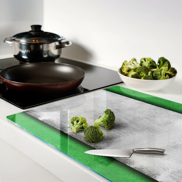 Glas-Schneidebrett mit grün-grauem Linienmuster