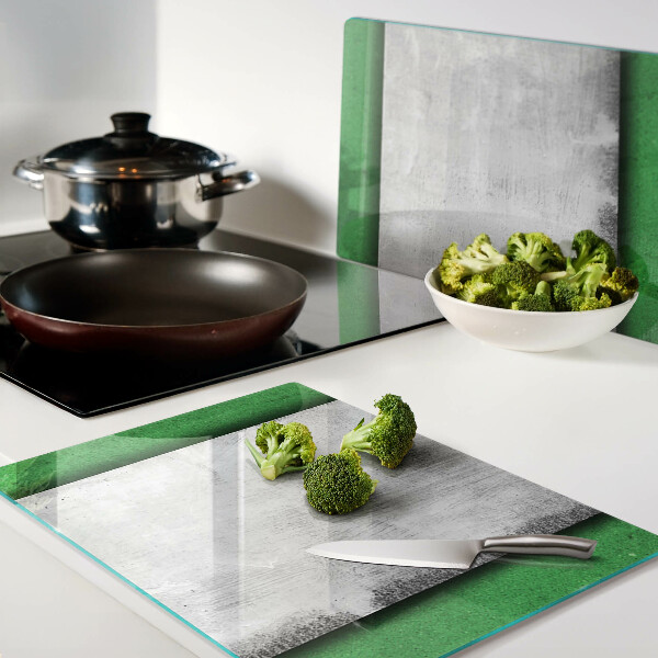 Glas-Schneidebrett mit grün-grauem Linienmuster