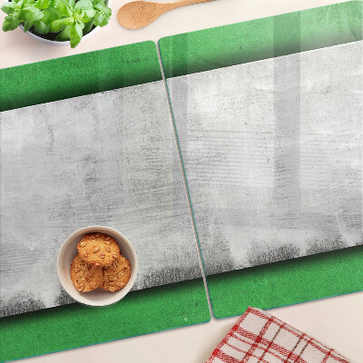 Glas-Schneidebrett mit grün-grauem Linienmuster