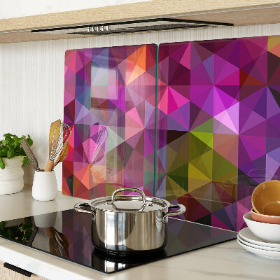 Schneidebrett Glas mit geometrischem Muster in Rosa- und Lilatönen