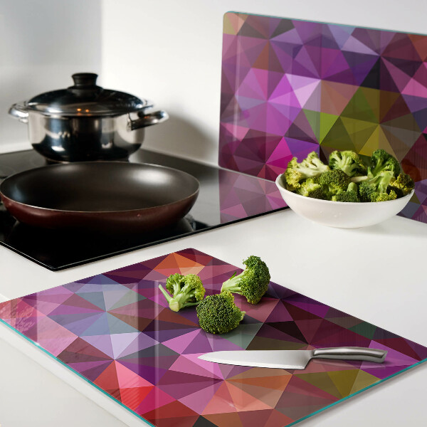 Schneidebrett glas Geometrie in Rosa- und Lilatönen