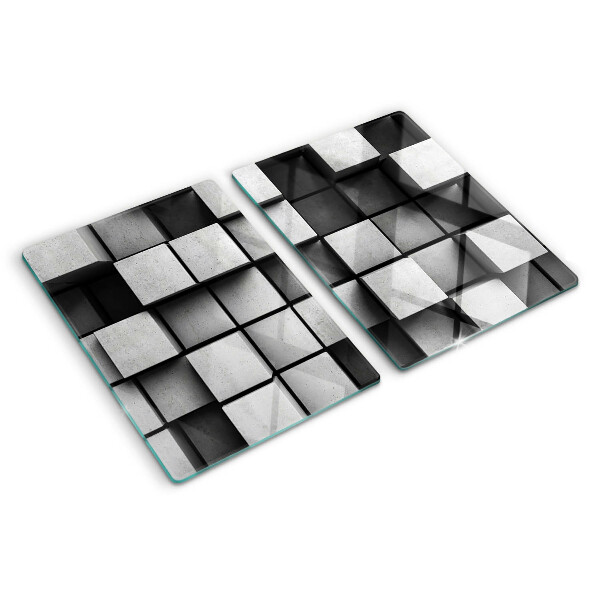 Glas-Schneidebrett mit geometrischem Muster in Grautönen
