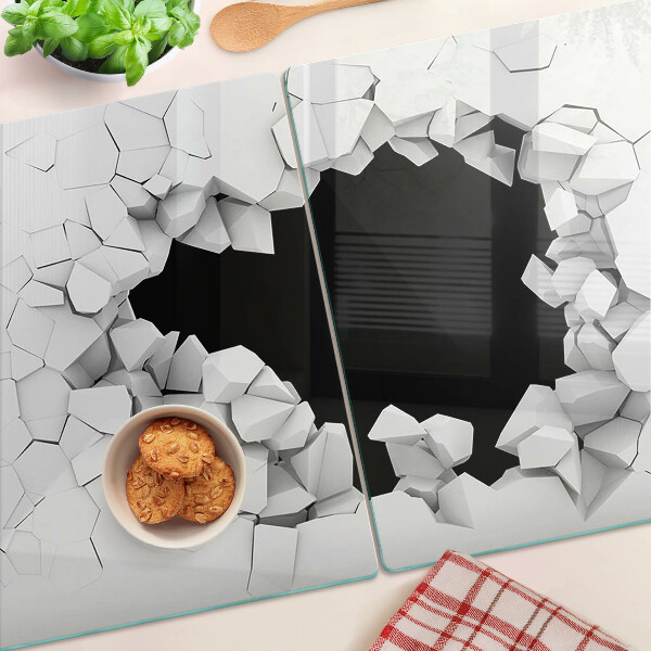 Glas Schneidebrett mit Motiv „rissige Wand“