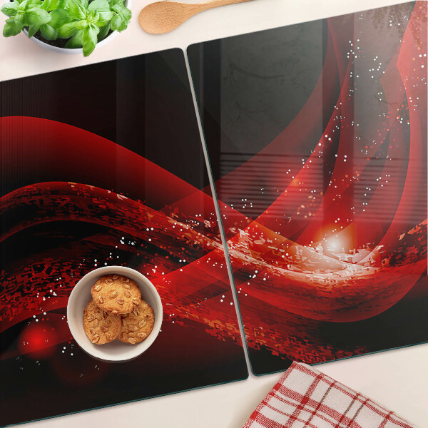 Schneidebrett mit rotem Wellenmuster und Lichteffekt