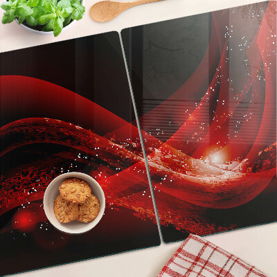 Schneidebrett mit rotem Wellenmuster und Lichteffekt