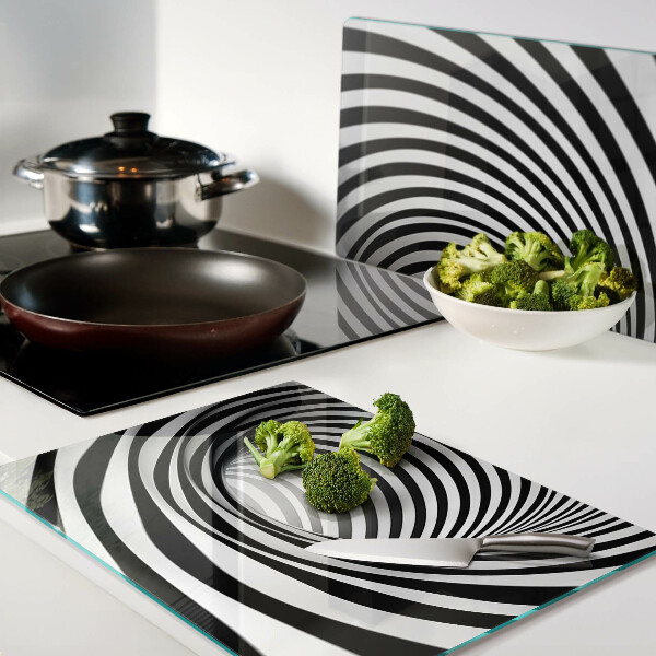 Schneidebrett glas Spiralmuster in Schwarz- und Weißtönen