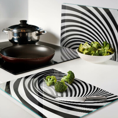 Schneidebrett glas Spiralmuster in Schwarz- und Weißtönen