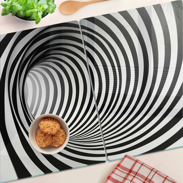 Schneidebrett glas Spiralmuster in Schwarz- und Weißtönen