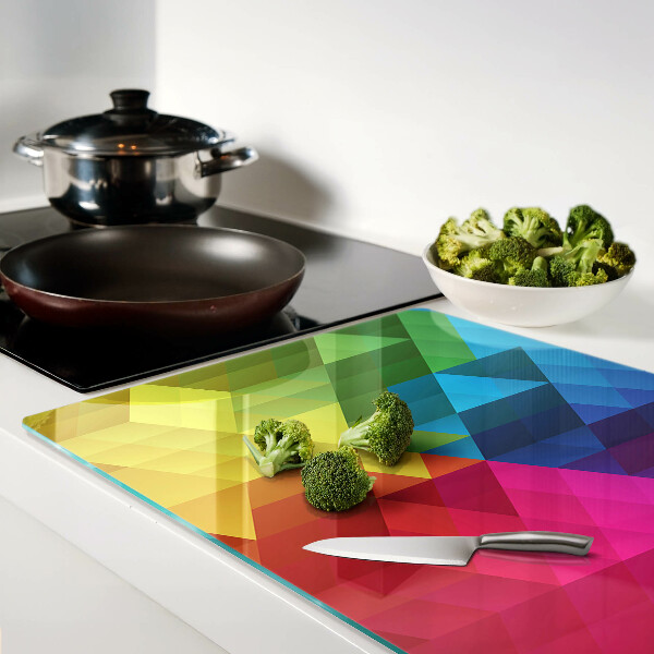 Glas-Schneidebrett mit farbenfrohem geometrischem Dreiecksdesign