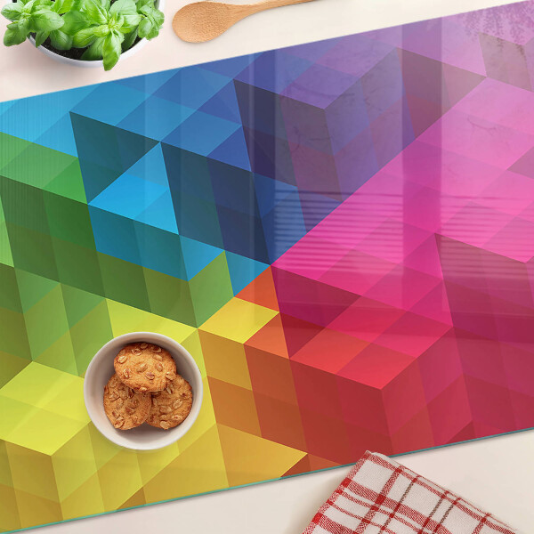 Glas-Schneidebrett mit farbenfrohem geometrischem Dreiecksdesign