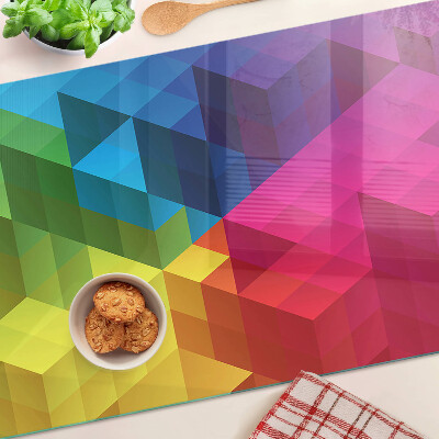 Glas-Schneidebrett mit farbenfrohem geometrischem Dreiecksdesign