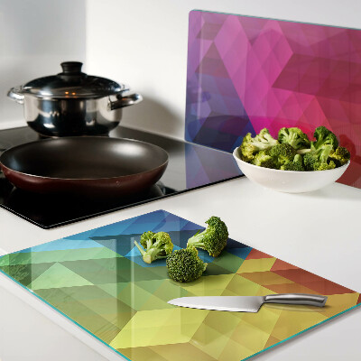 Glas-Schneidebrett mit farbenfrohem geometrischem Dreiecksdesign
