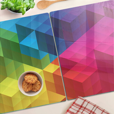 Glas-Schneidebrett mit farbenfrohem geometrischem Dreiecksdesign