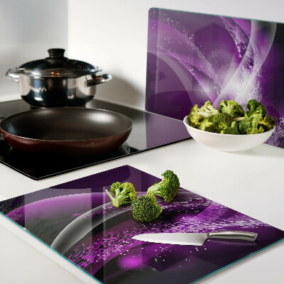 Schneidebrett mit violetten Wellen und Lichteffekt