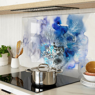 Glas-Schneidebrett mit abstraktem blauem Muster