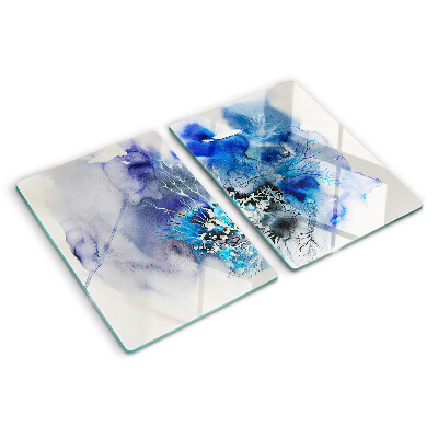 Glas-Schneidebrett mit abstraktem blauem Muster