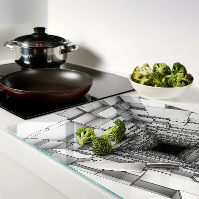 Schneidebrett Glas mit 3D-Würfellabyrinth