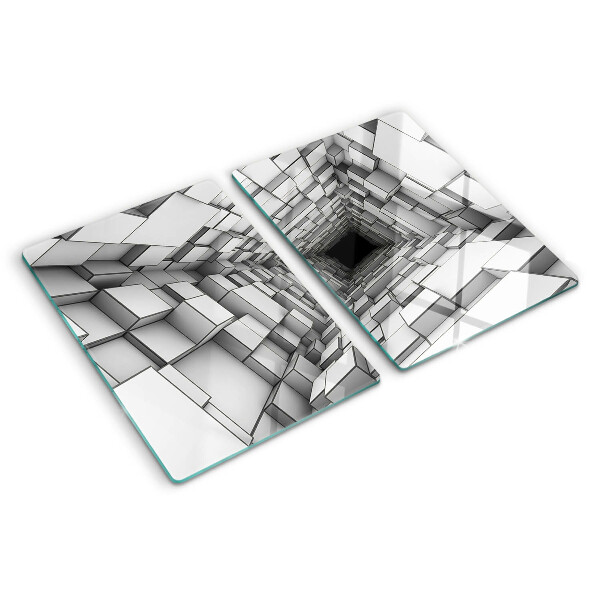 Schneidebrett Glas mit 3D-Würfellabyrinth