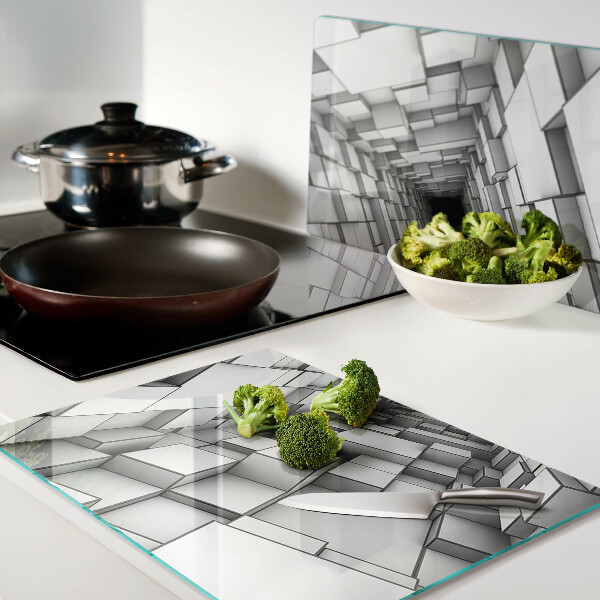 Schneidebrett Glas mit 3D-Würfellabyrinth