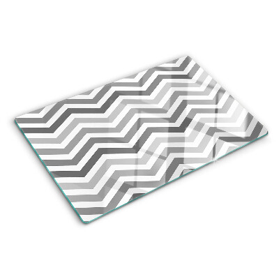 Schneidebrett glas Zickzackmuster in Grautönen