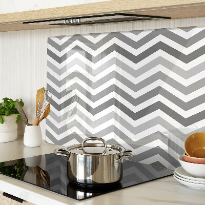 Schneidebrett Glas mit Zickzackmuster in Grautönen