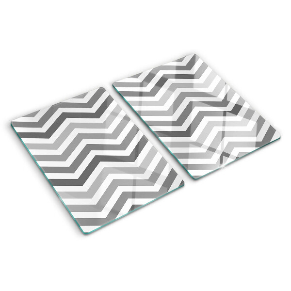 Schneidebrett Glas mit Zickzackmuster in Grautönen