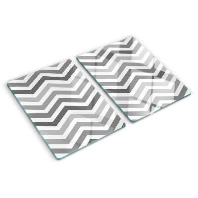 Schneidebrett Glas mit Zickzackmuster in Grautönen